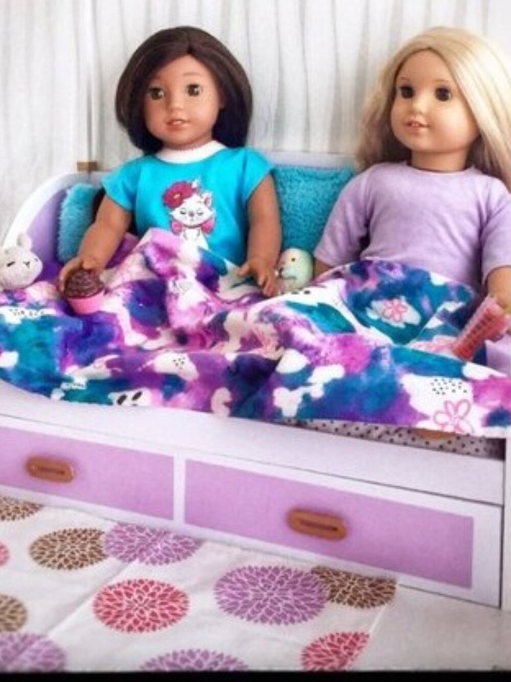 American Girl doll trundle bed w/mattresses leopard print